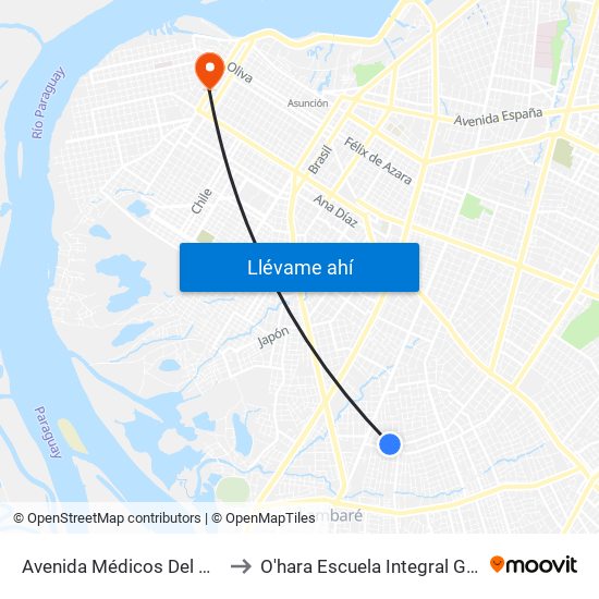 Avenida Médicos Del Chaco, 1560 to O'hara Escuela Integral Gastronómica map
