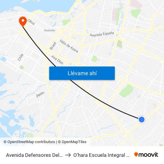 Avenida Defensores Del Chaco, 2072 to O'hara Escuela Integral Gastronómica map
