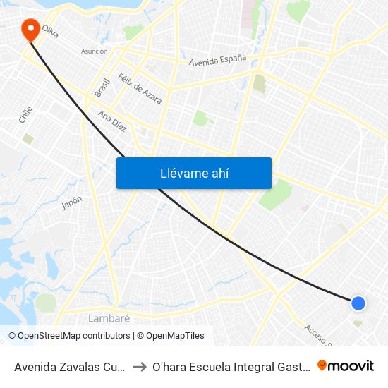 Avenida Zavalas Cué, 1920 to O'hara Escuela Integral Gastronómica map
