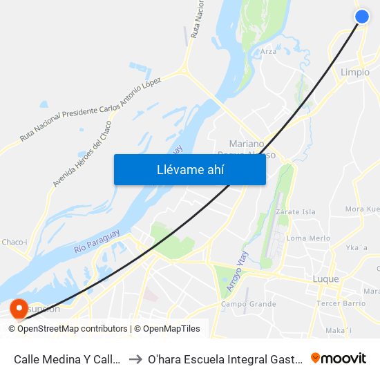 Calle Medina Y Calle Netto to O'hara Escuela Integral Gastronómica map