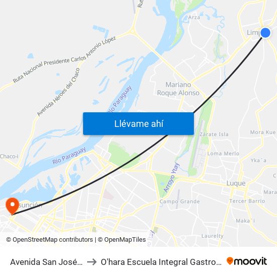 Avenida San José, 726 to O'hara Escuela Integral Gastronómica map