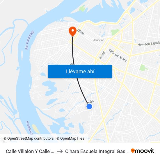 Calle Villalón Y Calle Palacios to O'hara Escuela Integral Gastronómica map
