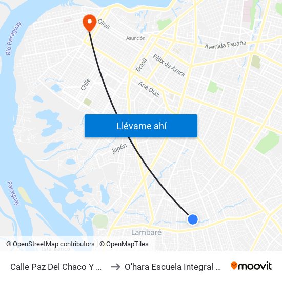 Calle Paz Del Chaco Y Calle Urundey to O'hara Escuela Integral Gastronómica map