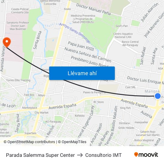Parada Salemma Super Center to Consultorio IMT map