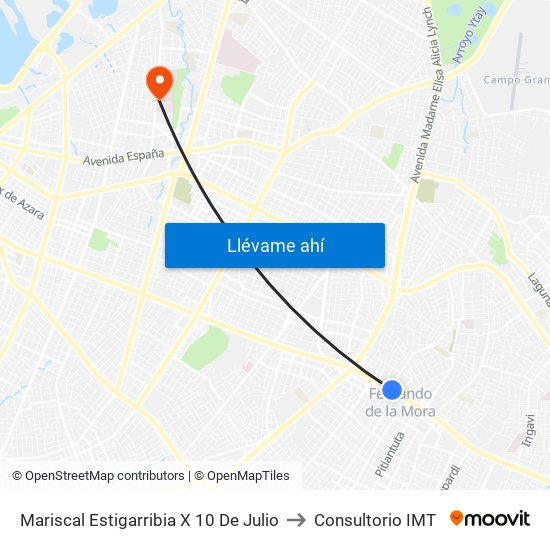 Mariscal Estigarribia X 10 De Julio to Consultorio IMT map