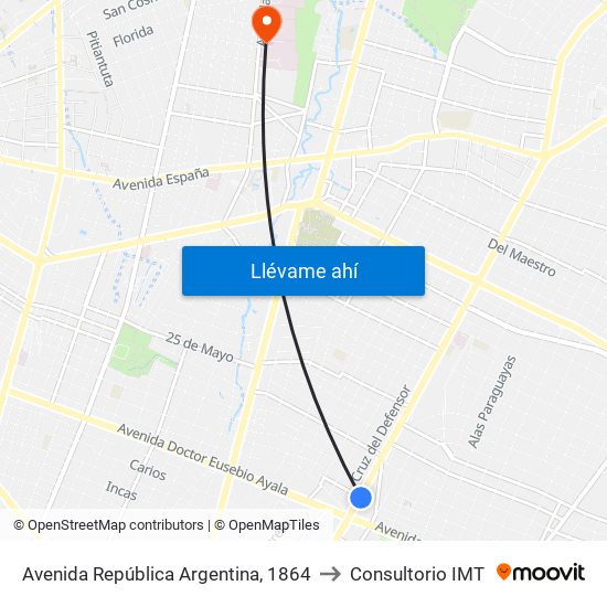 Avenida República Argentina, 1864 to Consultorio IMT map