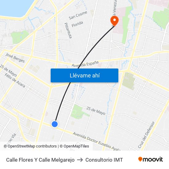 Calle Flores Y Calle Melgarejo to Consultorio IMT map