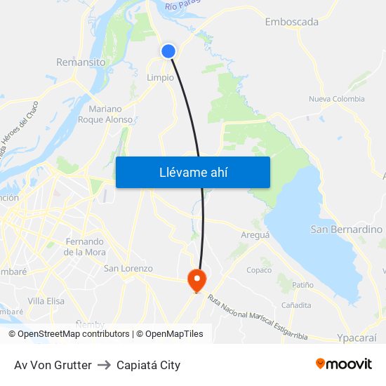 Av Von Grutter to Capiatá City map