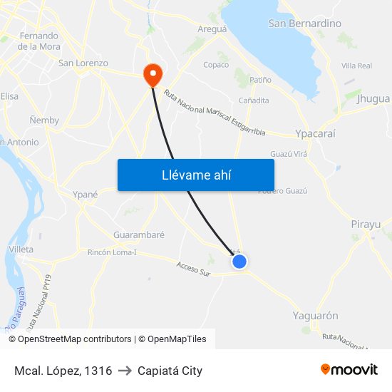 Mcal. López, 1316 to Capiatá City map