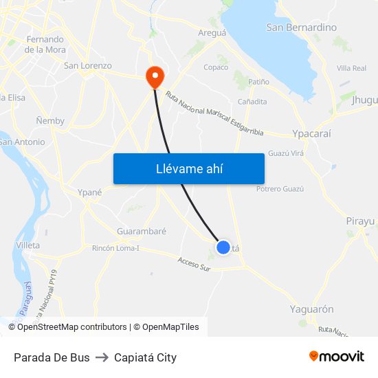 Parada De Bus to Capiatá City map