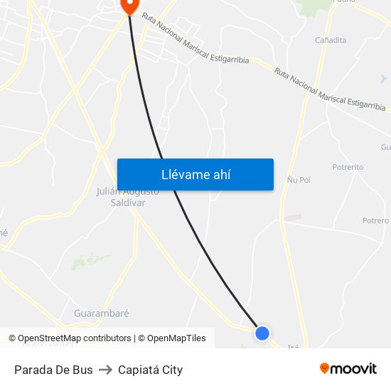 Parada De Bus to Capiatá City map