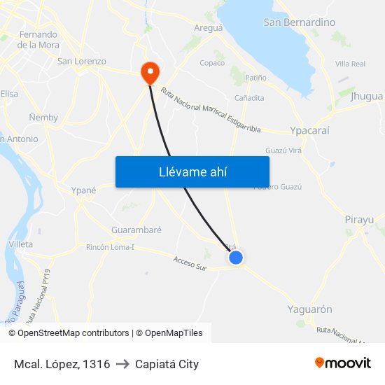 Mcal. López, 1316 to Capiatá City map