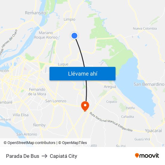 Parada De Bus to Capiatá City map