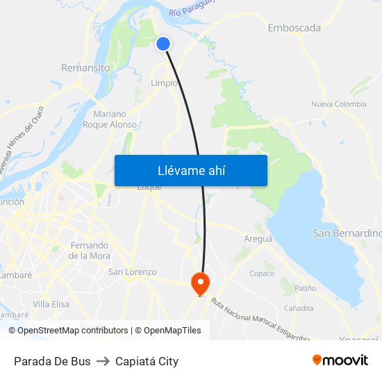 Parada De Bus to Capiatá City map