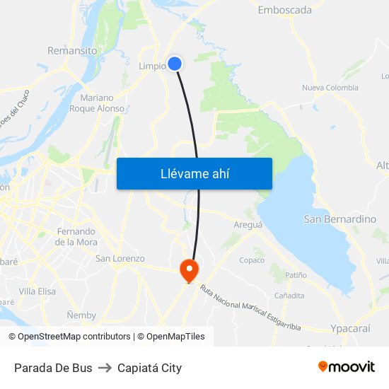 Parada De Bus to Capiatá City map