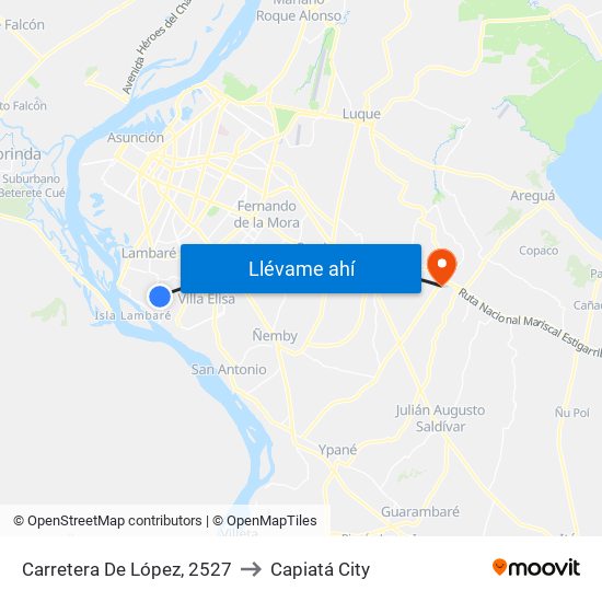 Carretera De López, 2527 to Capiatá City map