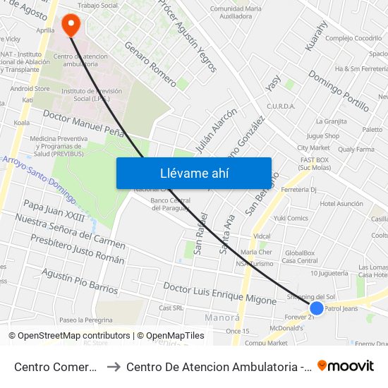 Centro Comercial to Centro De Atencion Ambulatoria - Ips map