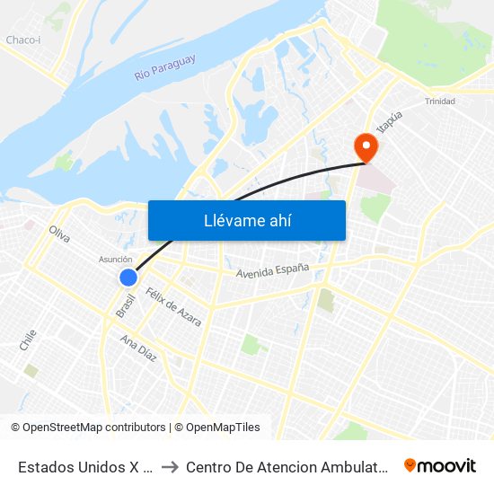 Estados Unidos X Azara to Centro De Atencion Ambulatoria - Ips map