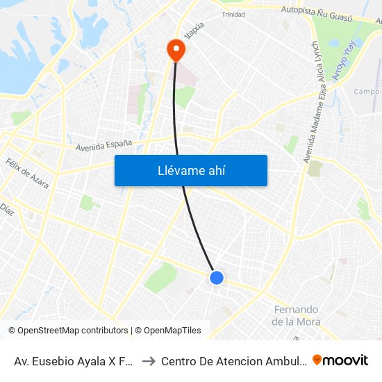 Av. Eusebio Ayala X Félix Lopéz to Centro De Atencion Ambulatoria - Ips map