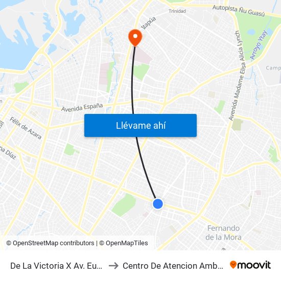 De La Victoria X Av. Eusebio Ayala to Centro De Atencion Ambulatoria - Ips map