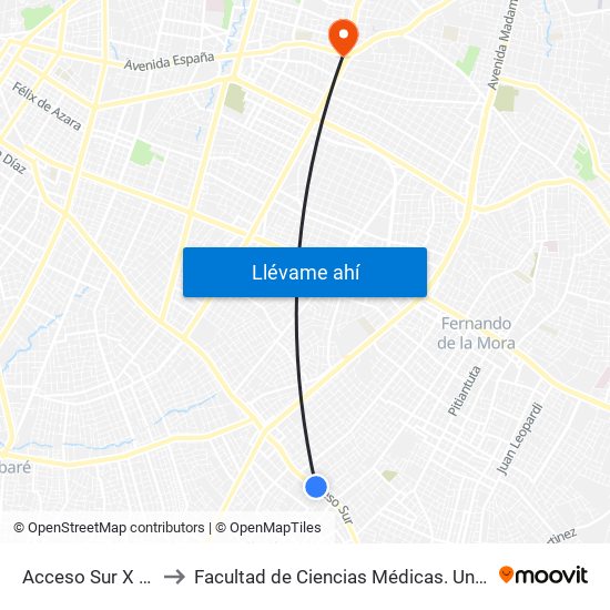 Acceso Sur X Usher Ríos to Facultad  de Ciencias Médicas. Universidad del Pacífico map