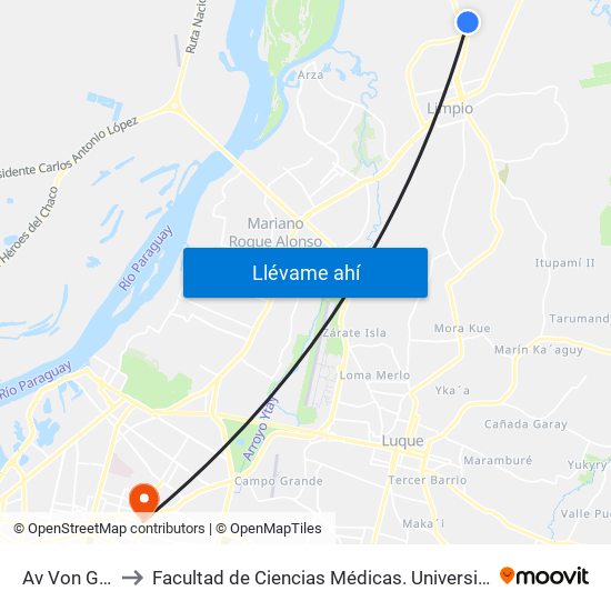 Av Von Grutter to Facultad  de Ciencias Médicas. Universidad del Pacífico map