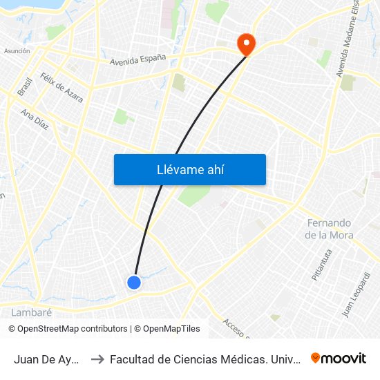 Juan De Ayolas, 254 to Facultad  de Ciencias Médicas. Universidad del Pacífico map