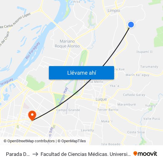 Parada De Bus to Facultad  de Ciencias Médicas. Universidad del Pacífico map