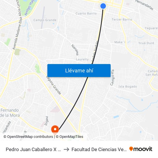 Pedro Juan Caballero X Herrera to Facultad De Ciencias Verinarias map