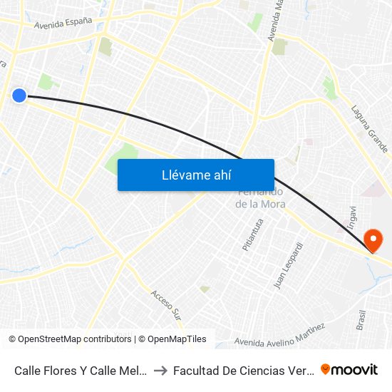 Calle Flores Y Calle Melgarejo to Facultad De Ciencias Verinarias map