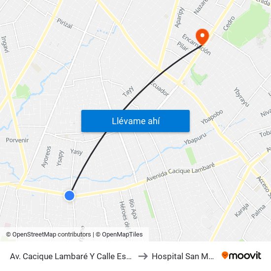 Av. Cacique Lambaré Y Calle Escobar to Hospital San Martin map