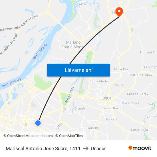 Mariscal Antonio Jose Sucre, 1411 to Unasur map