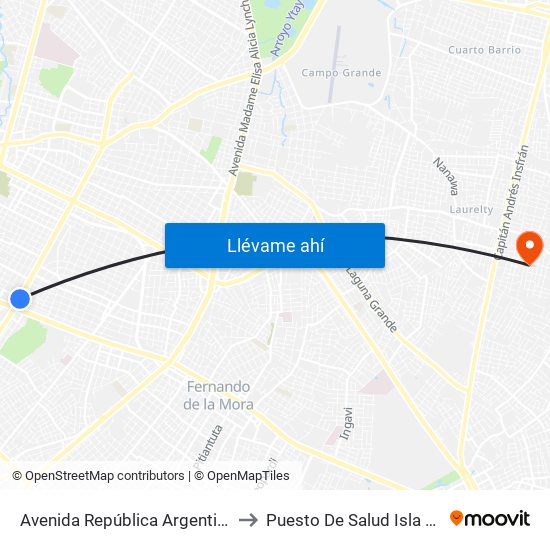 Avenida República Argentina, 1864 to Puesto De Salud Isla Bogado map