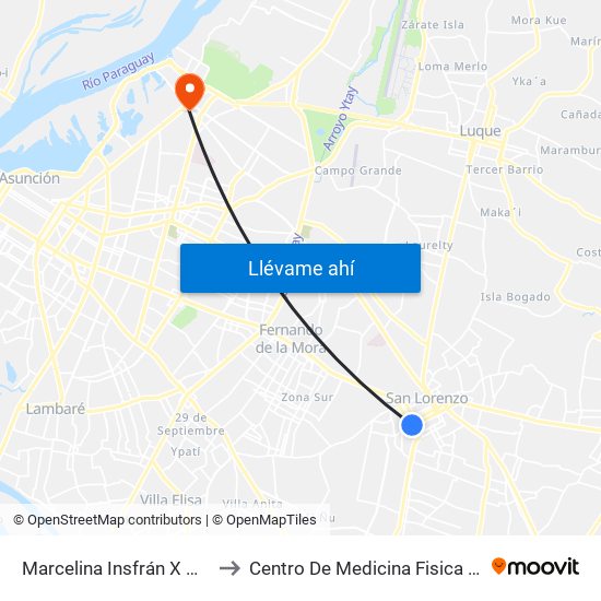 Marcelina Insfrán X Mcal. Estigarribia to Centro De Medicina Fisica Y Rehabilitacion Ips map