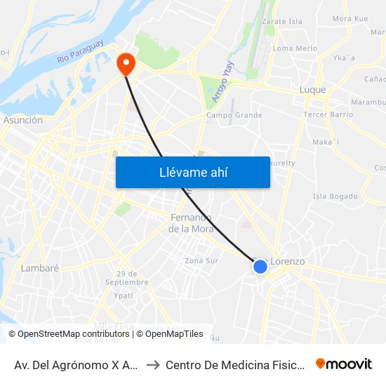 Av. Del Agrónomo X Av. Avelino Martínez to Centro De Medicina Fisica Y Rehabilitacion Ips map