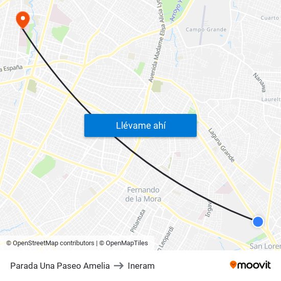 Parada Una Paseo Amelia to Ineram map