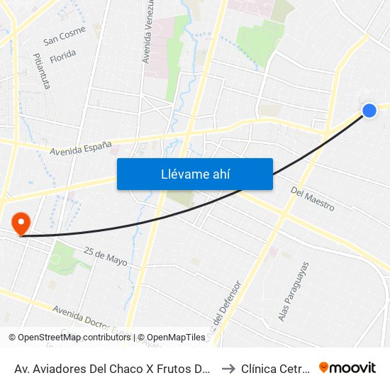 Av. Aviadores Del Chaco X Frutos De González to Clínica Cetro S.A map