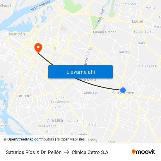 Saturios Ríos X Dr. Pellón to Clínica Cetro S.A map