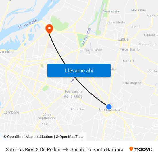 Saturios Ríos X Dr. Pellón to Sanatorio Santa Barbara map