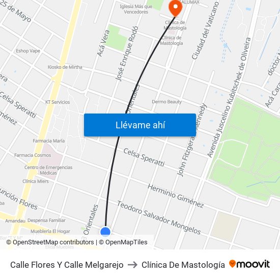 Calle Flores Y Calle Melgarejo to Clínica De Mastología map