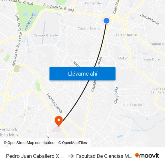 Pedro Juan Caballero X Herrera to Facultad De Ciencias Medicas map