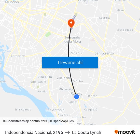 Independencia Nacional, 2196 to La Costa Lynch map