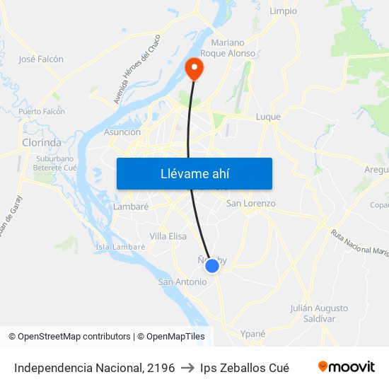 Independencia Nacional, 2196 to Ips Zeballos Cué map