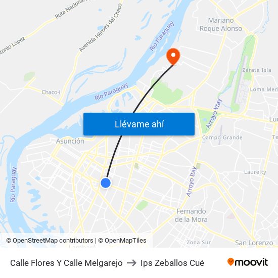 Calle Flores Y Calle Melgarejo to Ips Zeballos Cué map