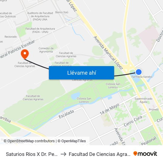 Saturios Ríos X Dr. Pellón to Facultad De Ciencias Agrarias map