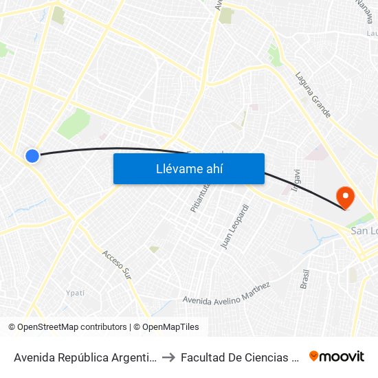 Avenida República Argentina, 3016 to Facultad De Ciencias Agrarias map