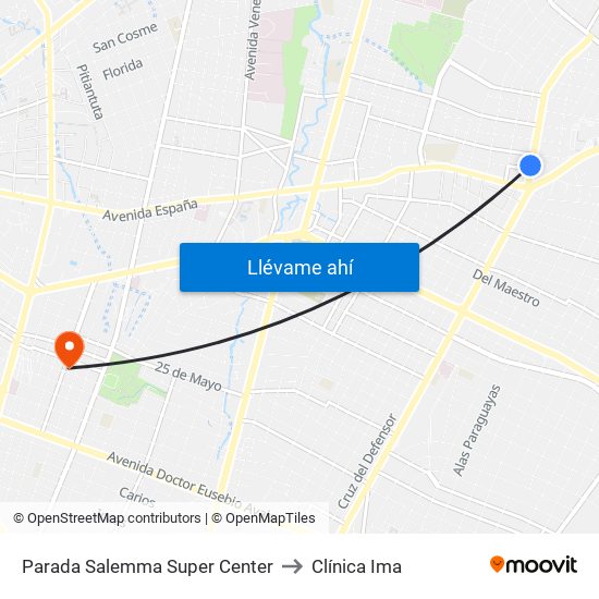Parada Salemma Super Center to Clínica Ima map