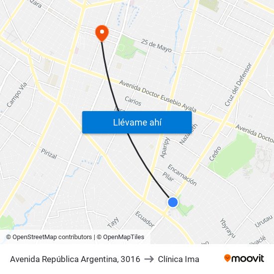 Avenida República Argentina, 3016 to Clínica Ima map