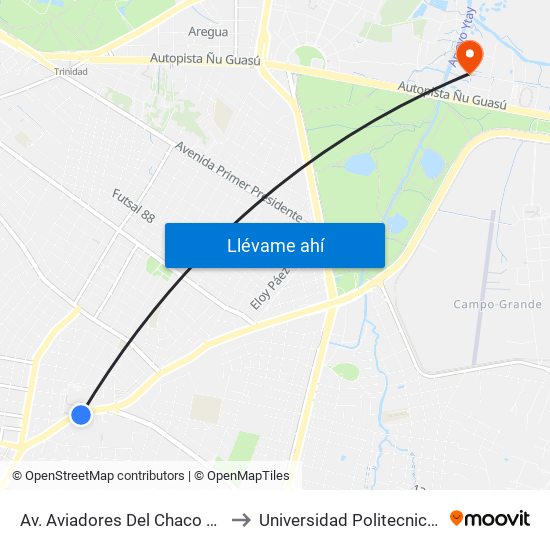 Av. Aviadores Del Chaco X Frutos De González to Universidad Politecnica Taiwán-Paraguay map