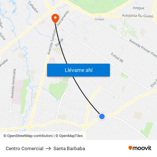 Centro Comercial to Santa Barbaba map